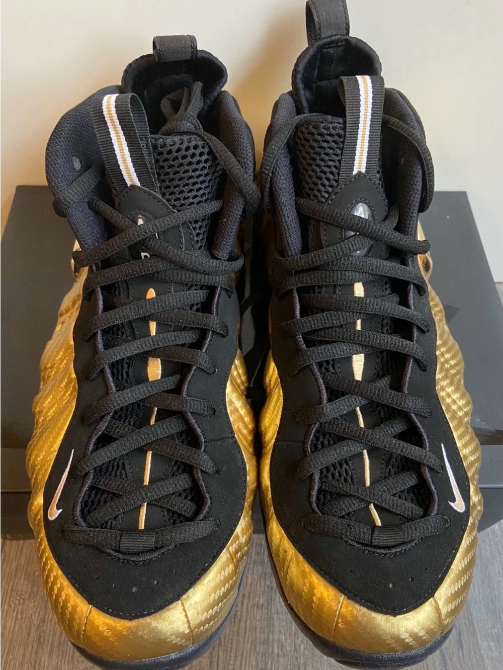 Nike Air Foamposite Pro Men's Sz 7 Metallic Gold Black 624041-701